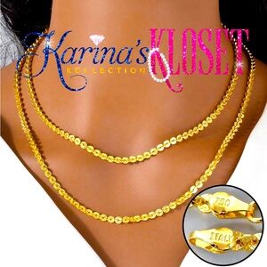 750 Italian Gold Embossed Necklace | NWT | Elegant & Modern Stainless Steel